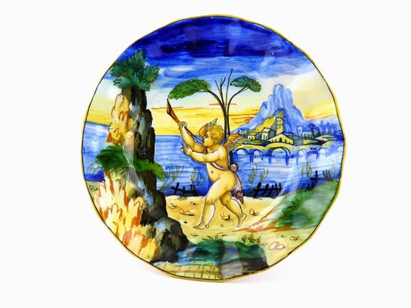 A Cantagalli Painted Maiolica Plate  (Florence, 19th Century)  - Auction Furniture and Paintings from a house in Val d'Elsa - Lots 1-303 - I - Maison Bibelot - Casa d'Aste Firenze - Milano