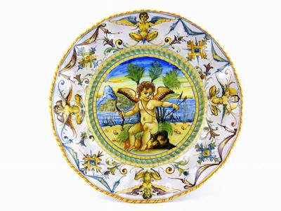 Piatto in Maiolica Smaltata Cantagalli