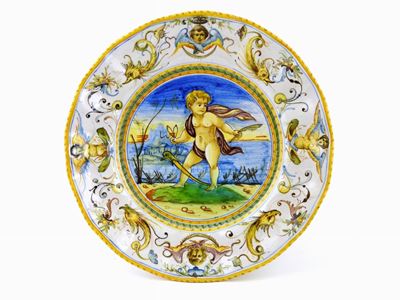 Piatto in Maiolica Smaltata Cantagalli