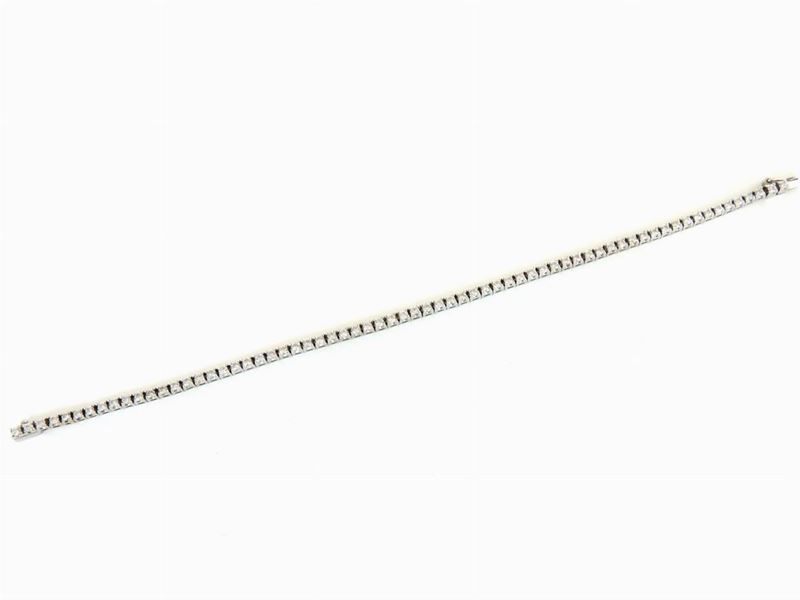 Bracciale Tennis in Oro Bianco e Diamanti