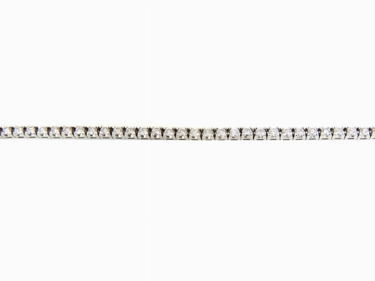 Bracciale Tennis in Oro Bianco e Diamanti