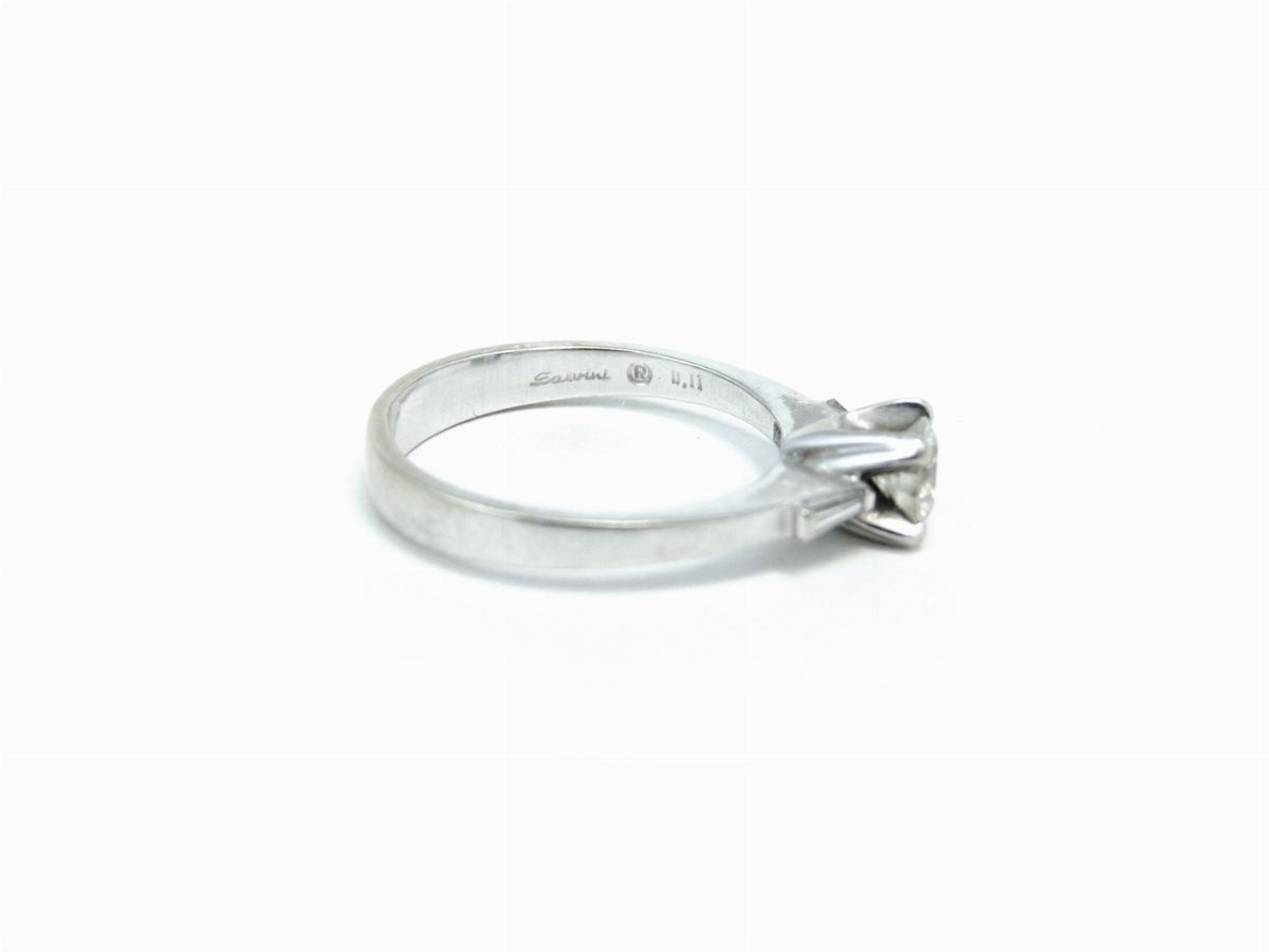 Anello Solitario Salvini in Oro Bianco con Diamanti