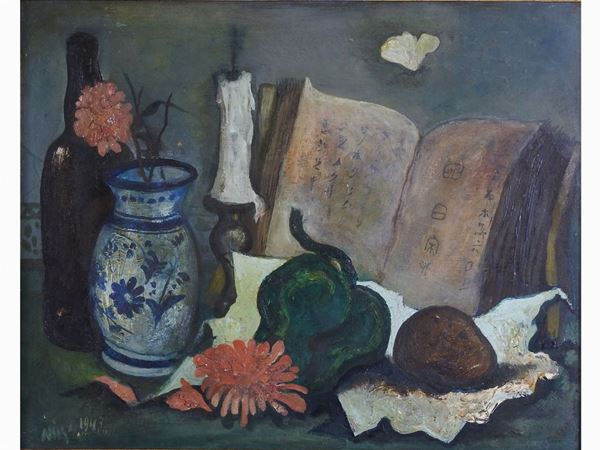 Nils Martellucci : Still Life 1946  - Auction Furniture and Paintings from a house in Val d'Elsa - Lots 1-303 - I - Maison Bibelot - Casa d'Aste Firenze - Milano