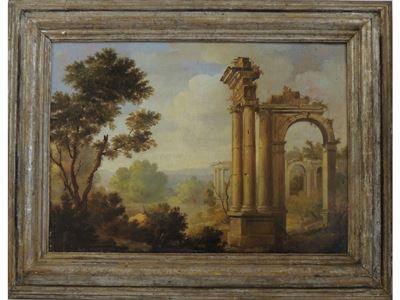 Paesaggio Boschivo con Rovine Classiche e Paesaggio Boschivo con la Fontana del Nettuno