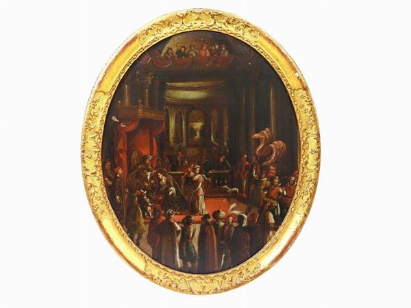 Cerchia di Girolamo Bassano del XVII secolo - Scena di Matrimonio di Caterina Cornaro con Giacomo II Re di Cipro
