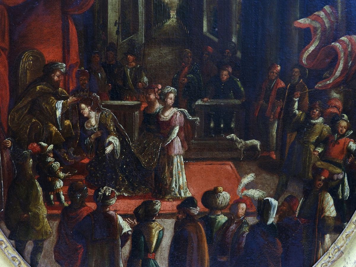 Cerchia di Girolamo Bassano del XVII Secolo - Scena di Matrimonio di Caterina Cornaro con Giacomo...