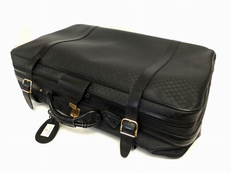 Valigia Rigida in Tela Nera Monogram, Gucci