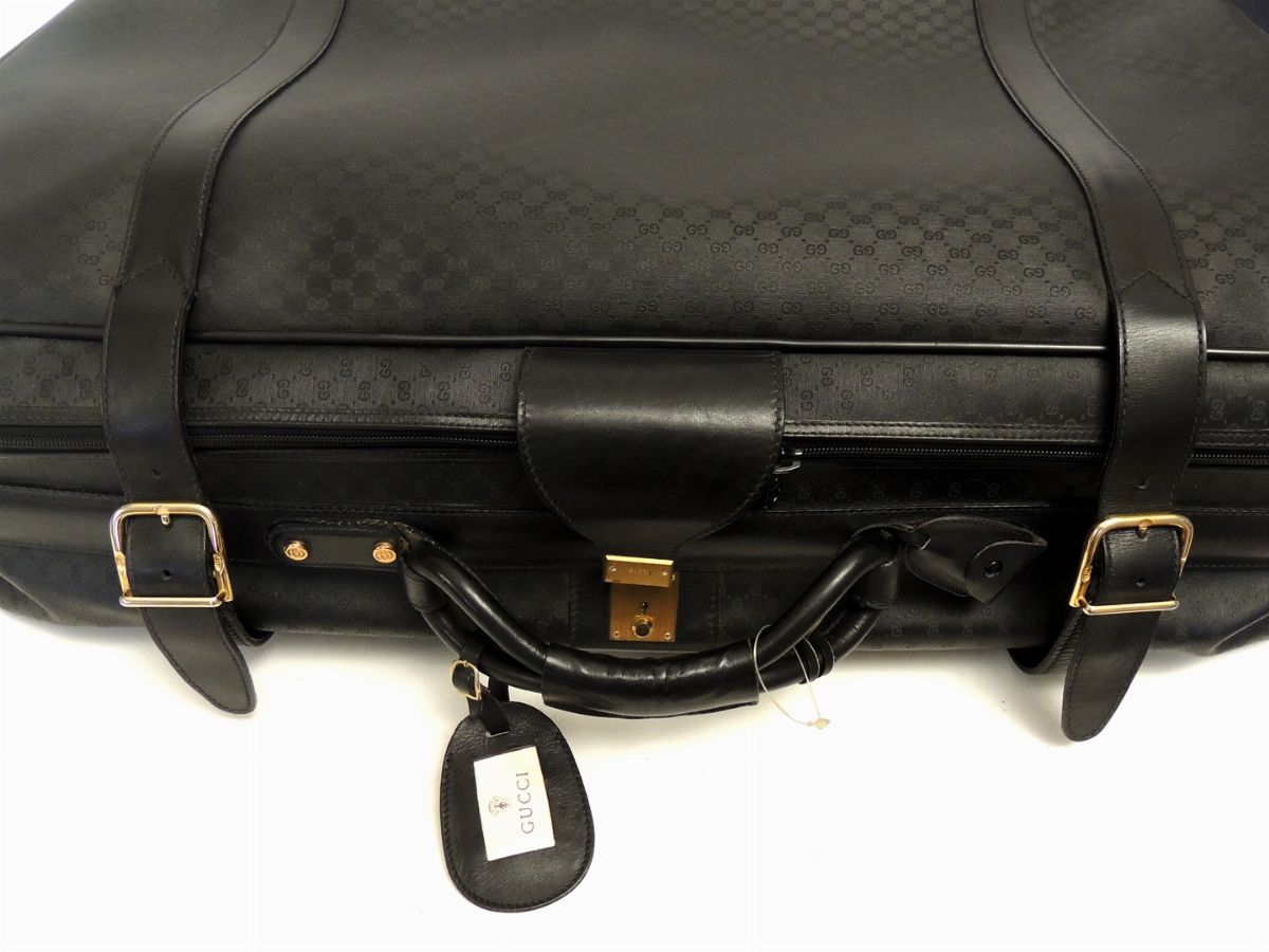 Valigia Rigida in Tela Nera Monogram, Gucci