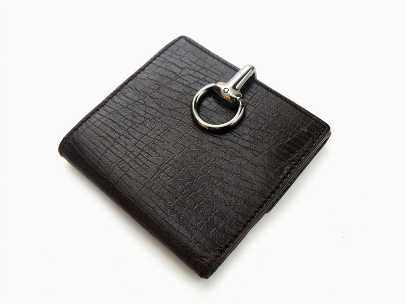 Portafoglio da Uomo in Pelle Marrone Stampata, Gucci