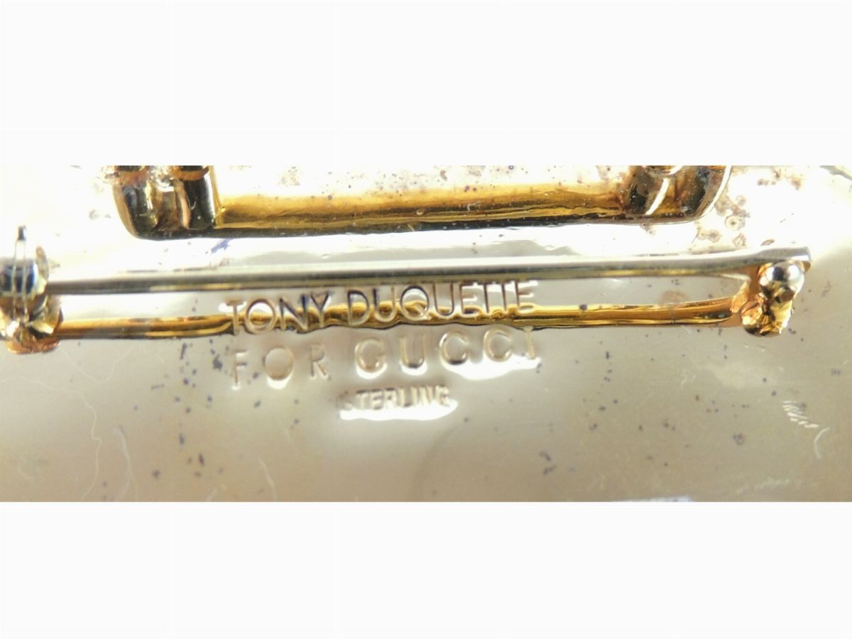 Spilla in Argento Sterling Dorato e Resina, Gucci