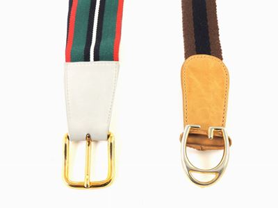 Due Cinture in Pelle e Tessuto, Gucci