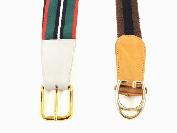 Two Leather and Fabric Belts, Gucci