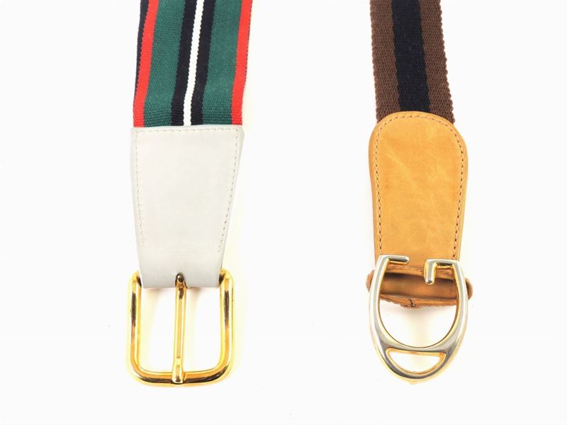 Due Cinture in Pelle e Tessuto, Gucci