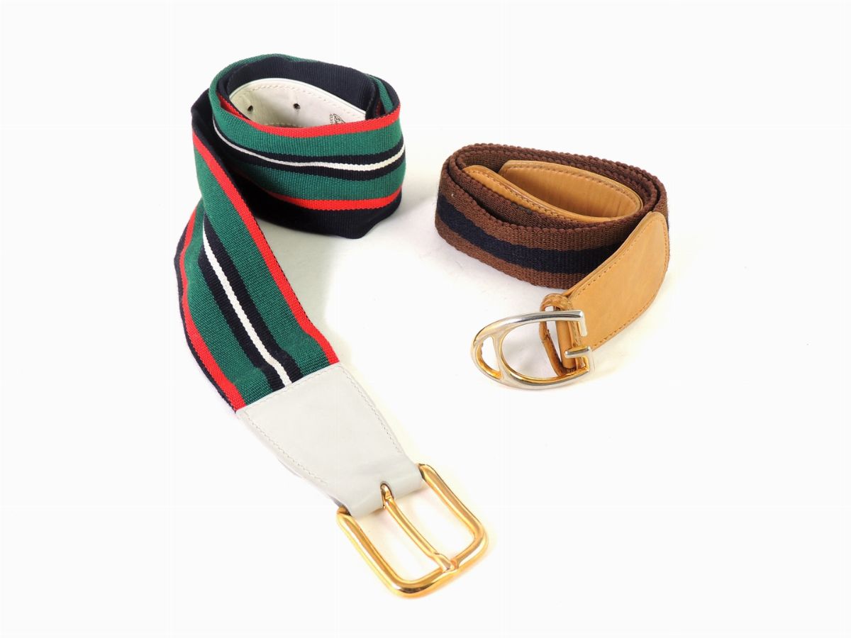 Due Cinture in Pelle e Tessuto, Gucci