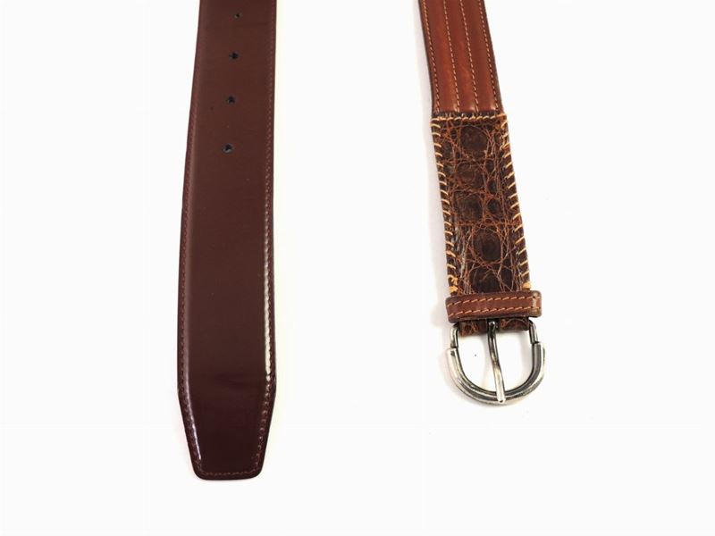 Due Cinture da Uomo in Pelle Marrone, Gucci
