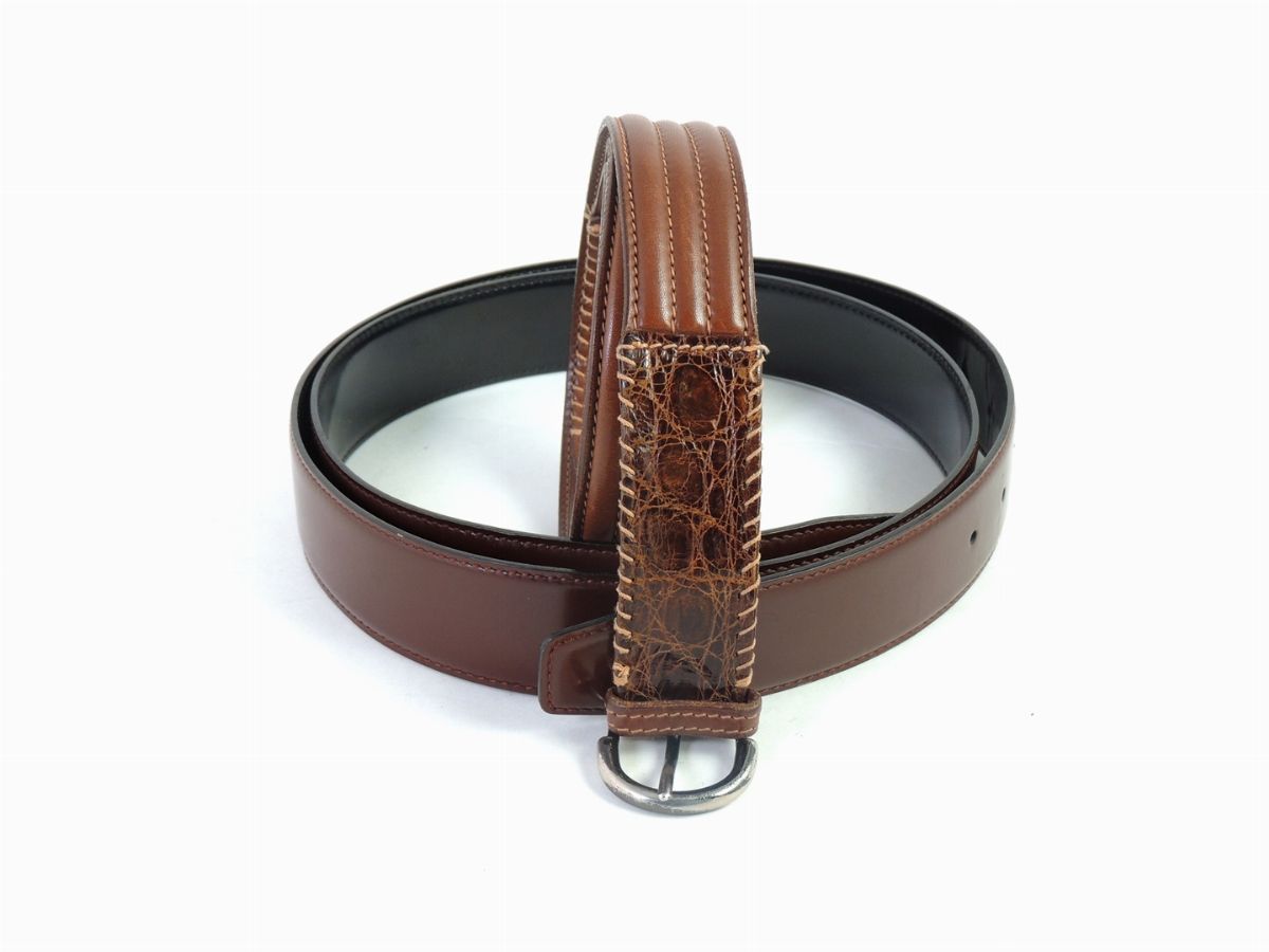 Due Cinture da Uomo in Pelle Marrone, Gucci