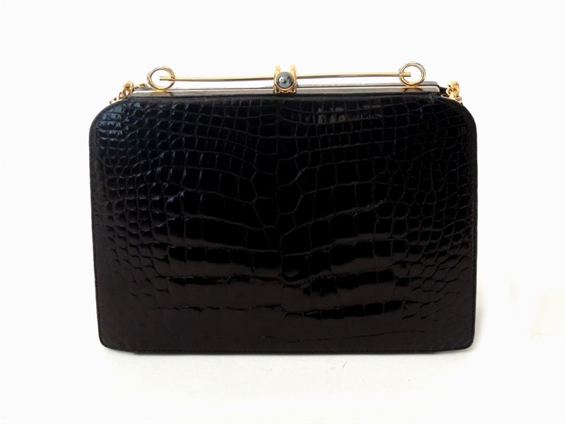 Borsa a Mano in Coccodrillo Nero, Gucci