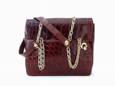 Borsa a Spalla in Coccodrillo Marrone, Gucci