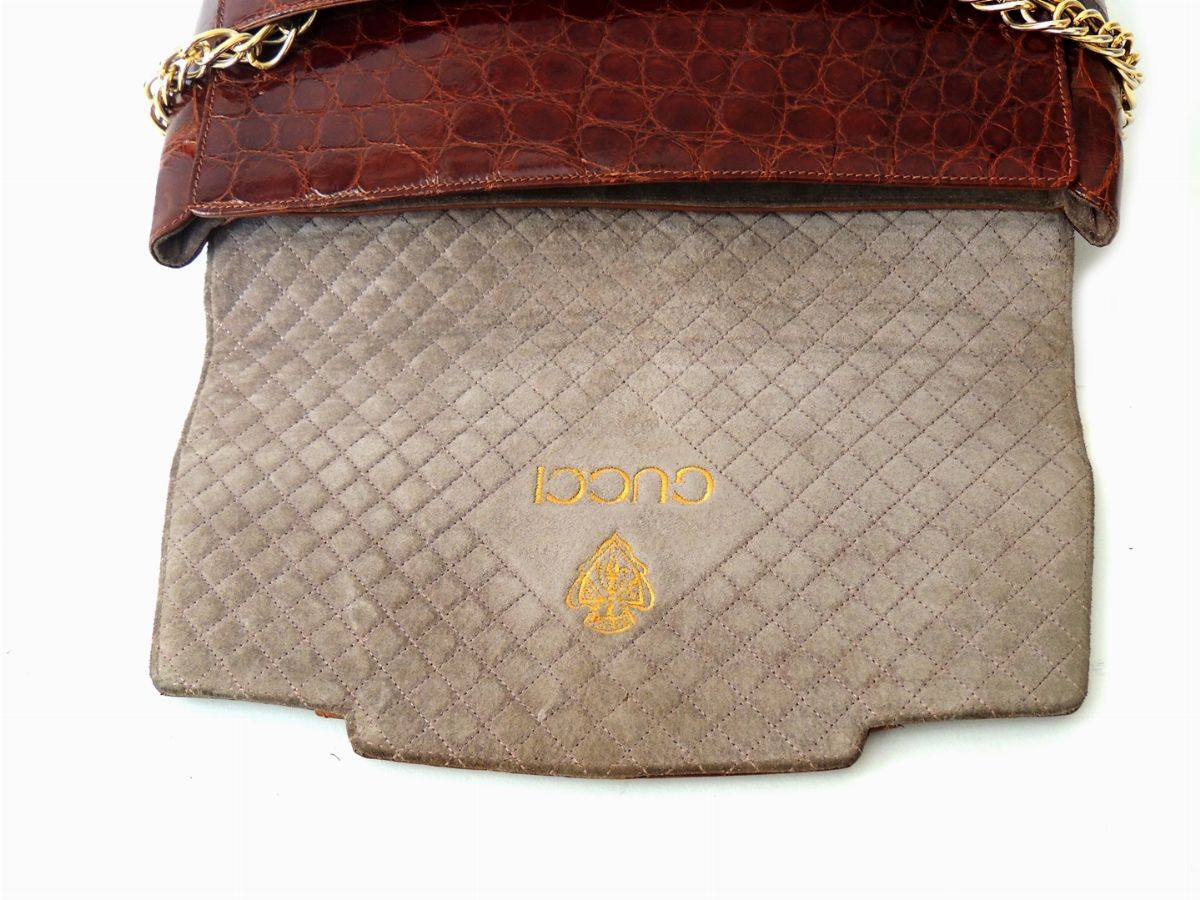Borsa a Spalla in Coccodrillo Marrone, Gucci