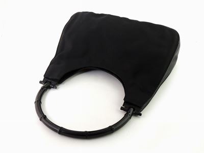 Borsa a Spalla Bamboo in Tessuto Nero, Gucci