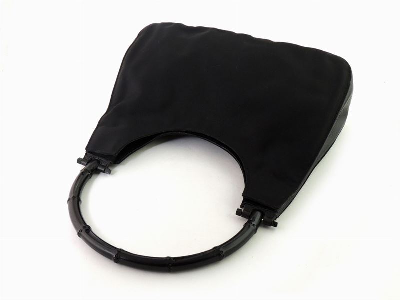 Borsa a Spalla Bamboo in Tessuto Nero, Gucci