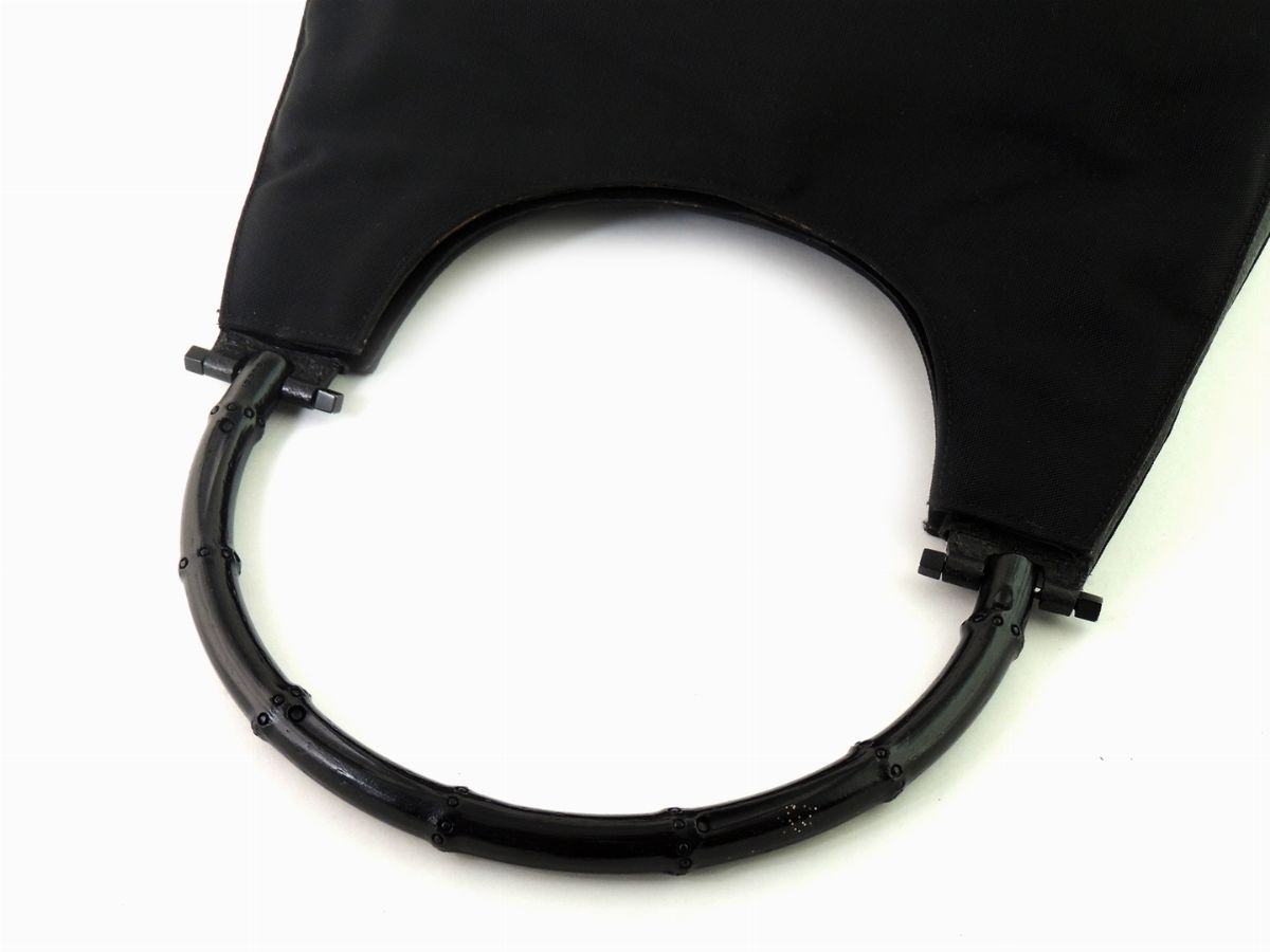 Borsa a Spalla Bamboo in Tessuto Nero, Gucci