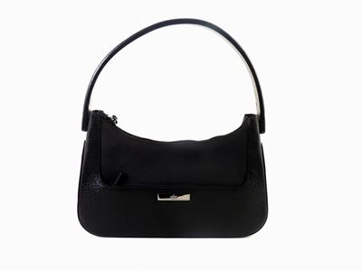 Borsa a Spalla in Pelle e Tessuto Nero, Gucci