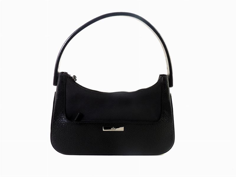 Borsa a Spalla in Pelle e Tessuto Nero, Gucci