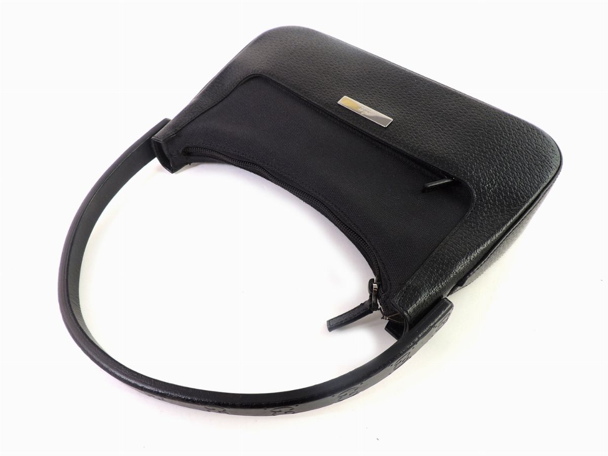 Borsa a Spalla in Pelle e Tessuto Nero, Gucci