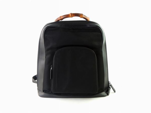 Black Canvas and Leather Backbag, Gucci