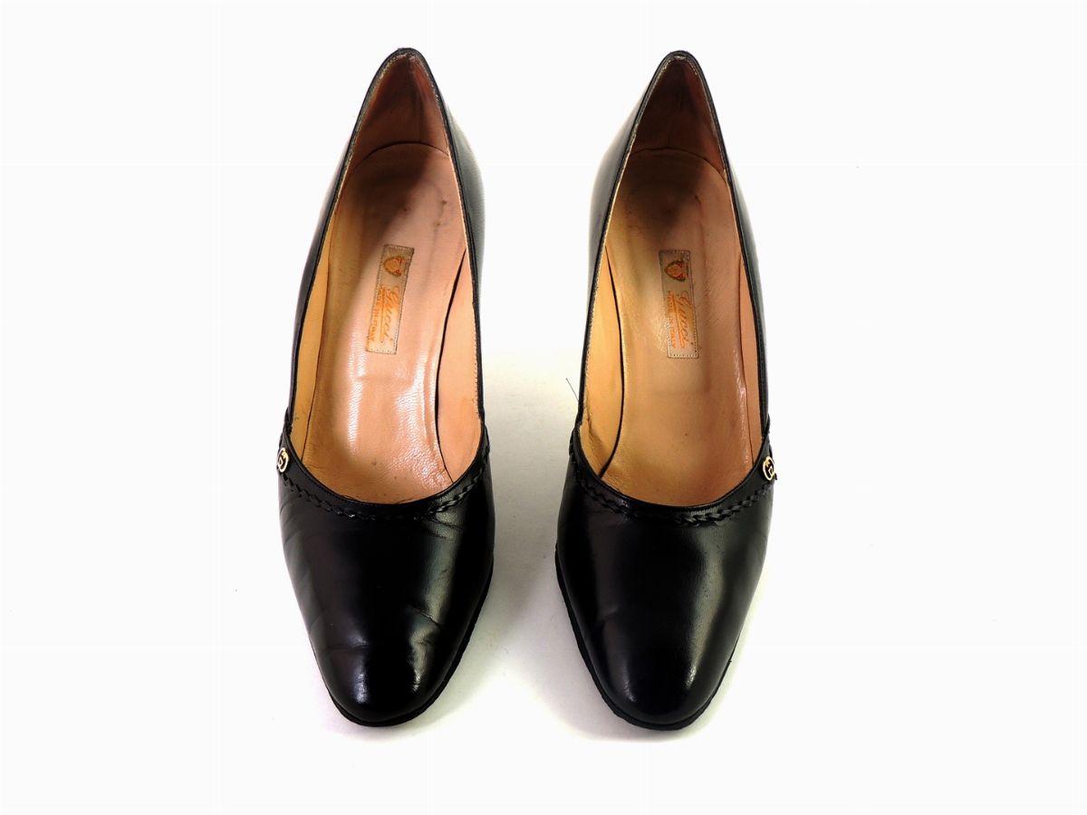 Paia di Décolleté in Pelle Nera, Gucci