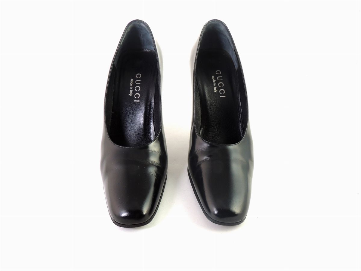 Paia di Décolleté in Pelle Nera, Gucci