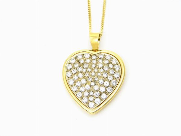 Yellow gold necklace with pendant set with diamonds
