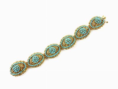 Bracciale in Oro Giallo e Turchesi