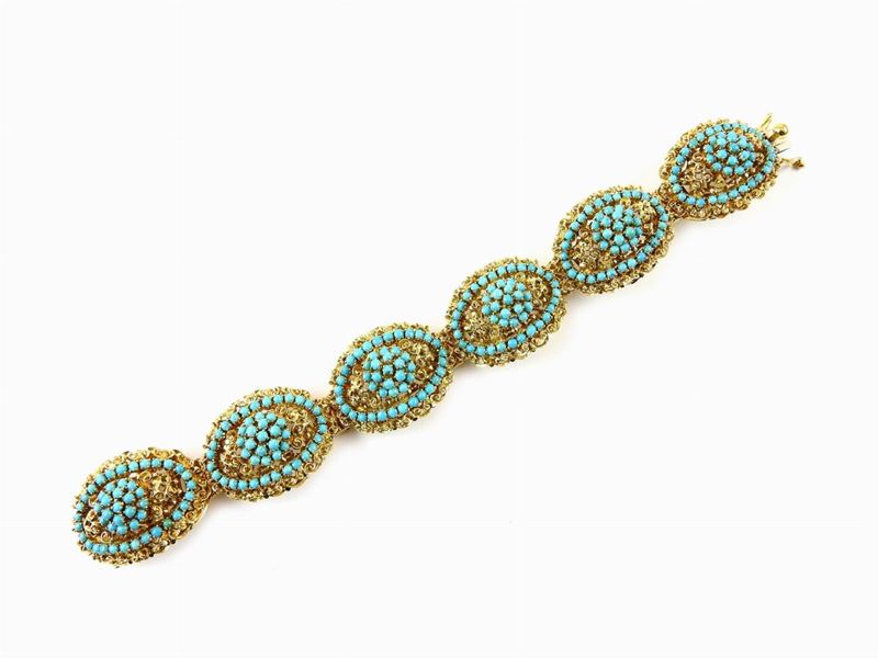 Bracciale in Oro Giallo e Turchesi