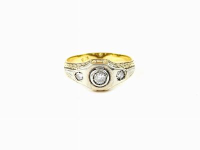 Anello Trilogy in Oro Bianco e Giallo con Diamanti