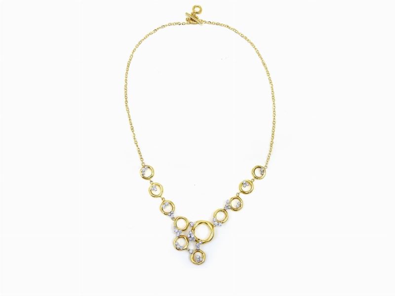 Girocollo Calgaro in Oro Giallo Satinato e Bianco con Diamanti