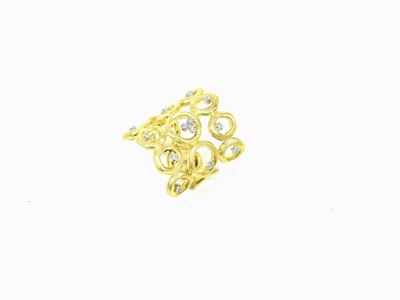 Anello Calgaro in Oro Giallo Satinato e Bianco con Diamanti