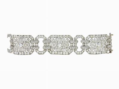 Importante Bracciale Art Deco H. Lyon - Paris in Oro Bianco e Diamanti