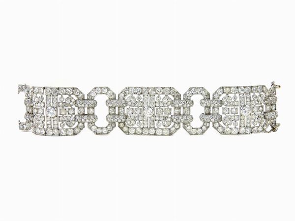 Importante bracciale Art Deco H. Lyon - Paris in oro bianco e diamanti
