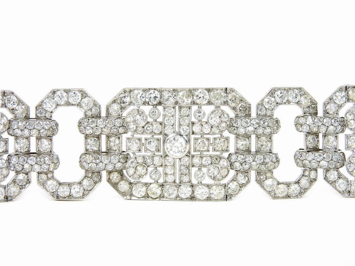 Importante Bracciale Art Deco H. Lyon - Paris in Oro Bianco e Diamanti