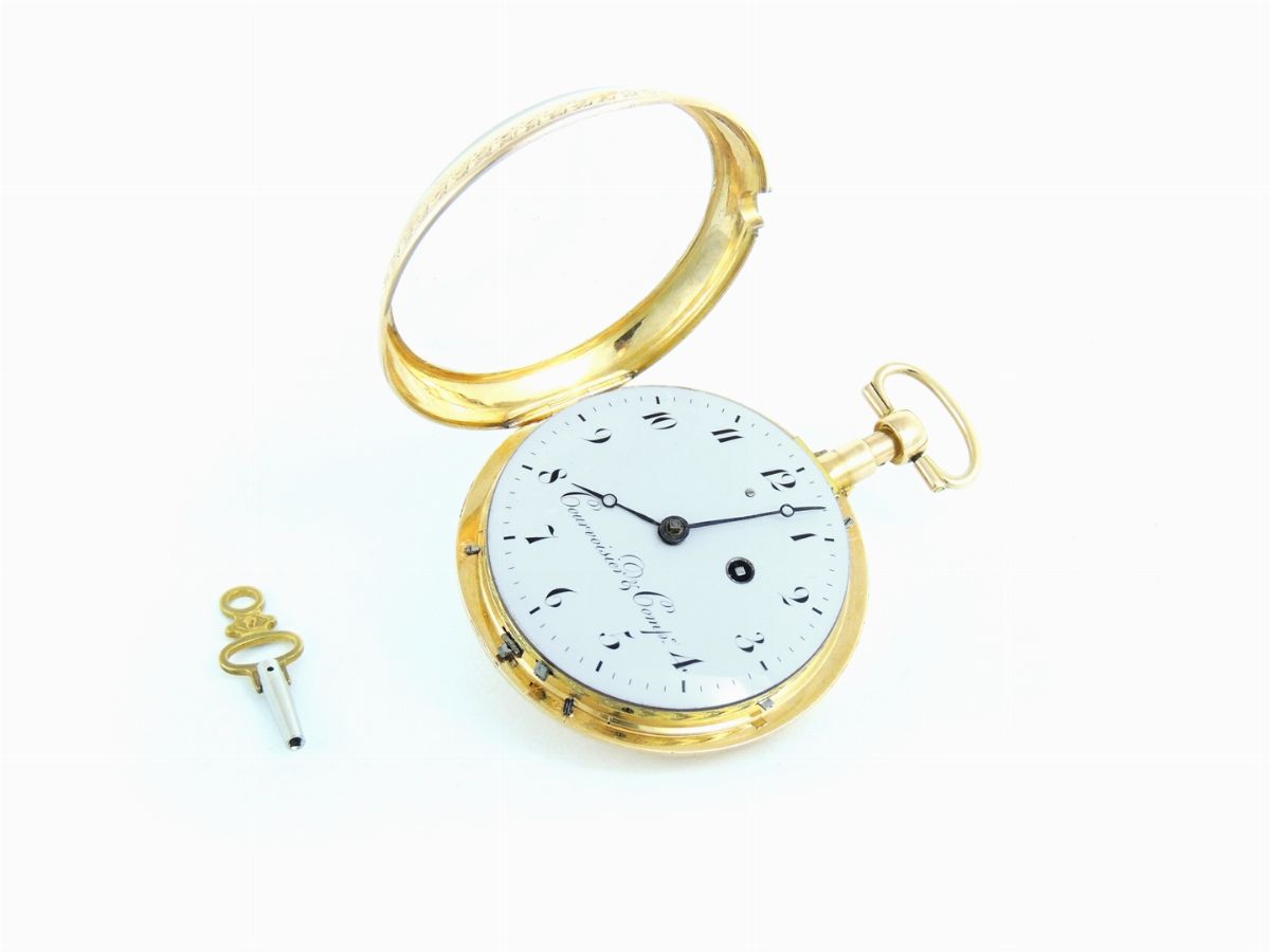 Orologio da Tasca in Oro Giallo Courvoisier & Comp. con Chiave di Carica