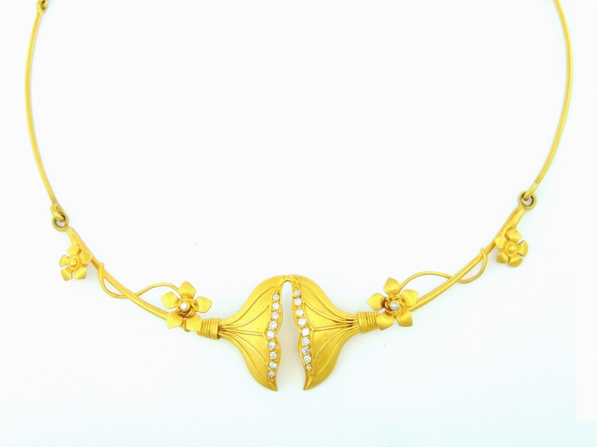 Girocollo Semi Rigido F. Groppo in Oro Giallo e Diamanti