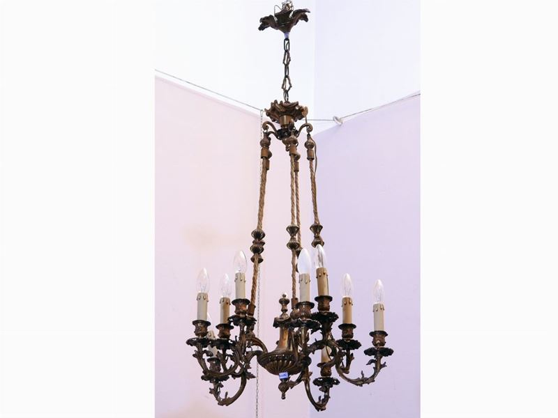 Lampadario in Metallo Dorato