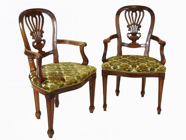 A Set of Four Walnut Armchairs