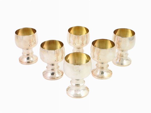 Serie di sei bicchieri in argento