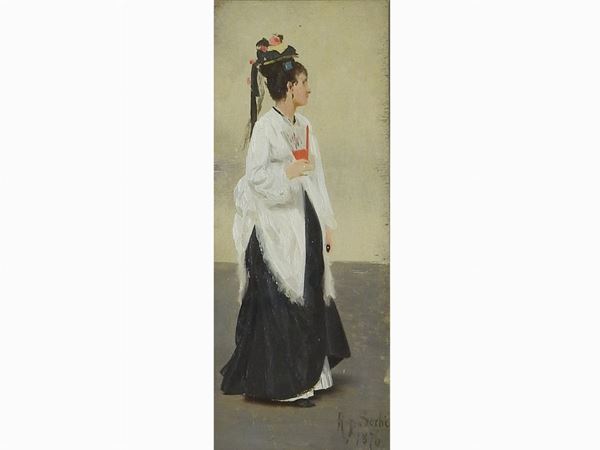 Raffaello Sorbi - Figura femminile in abiti tradizionali 1876