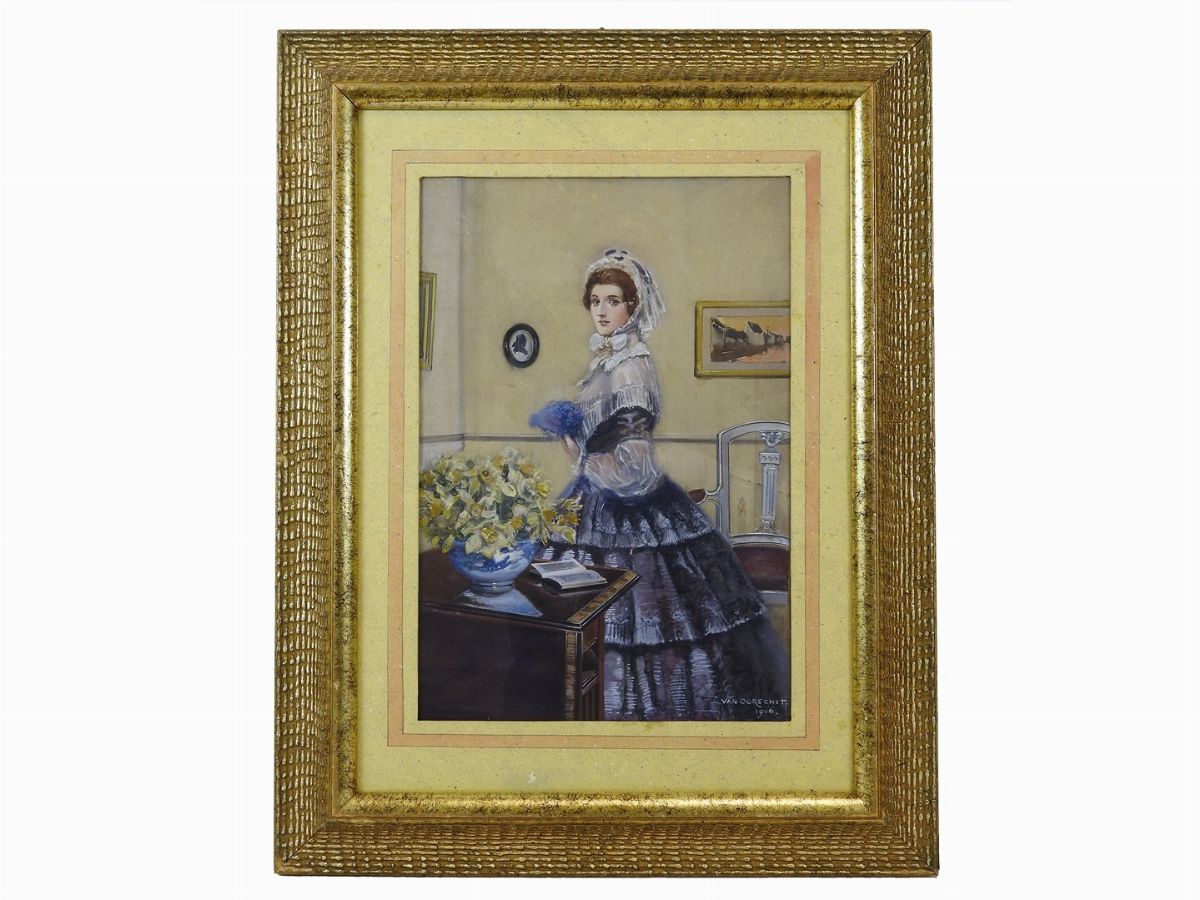 Jochou William Oorschot - Veduta D'interno con Figura Femminile