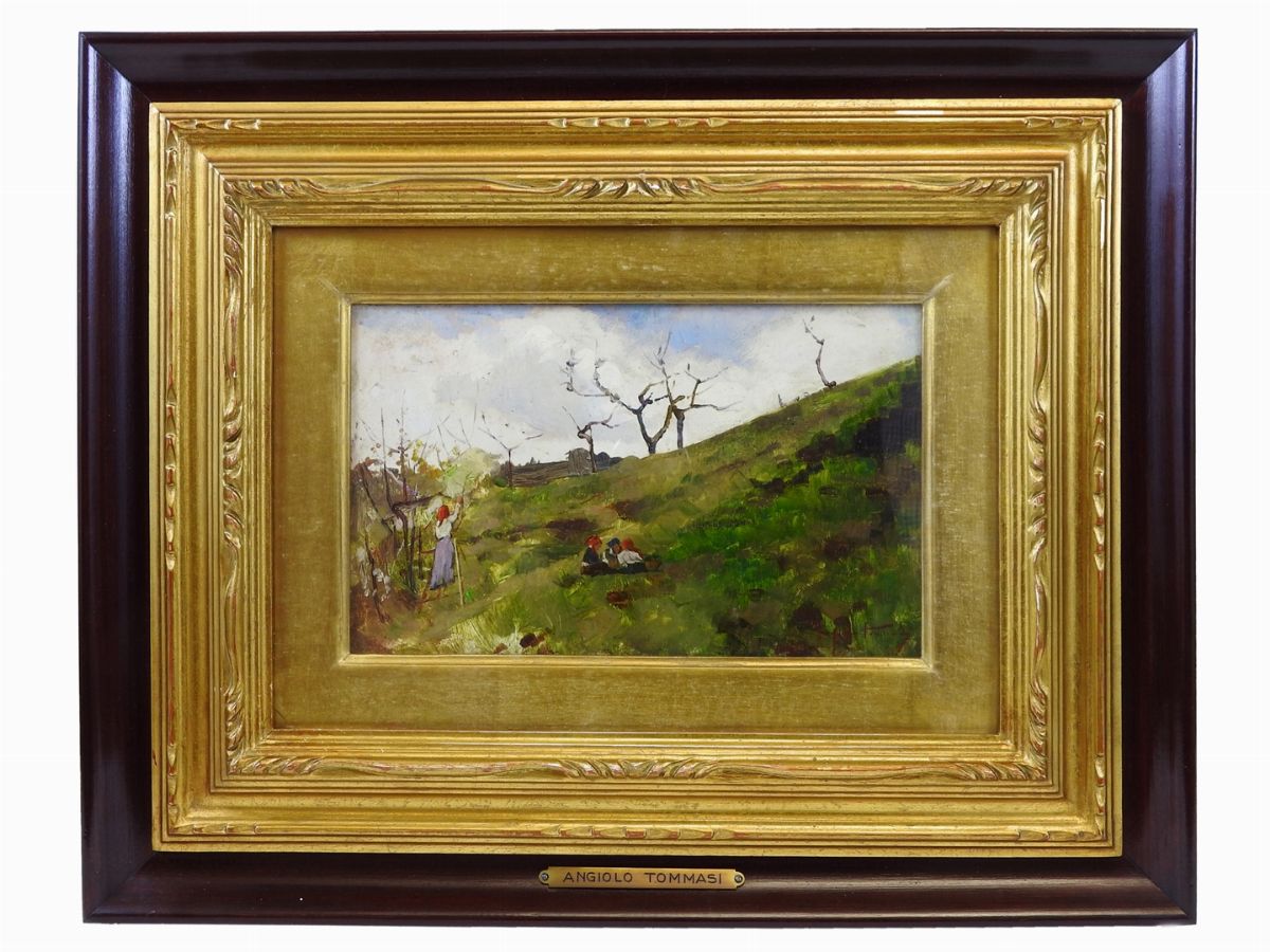 Angiolo Tommasi - Paesaggio Campestre con Figure