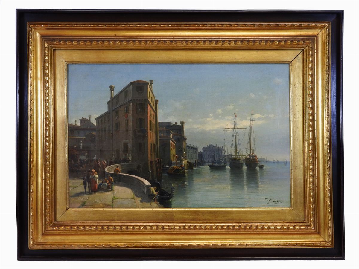 Filippo Carcano - Scorcio Veneziano con Velieri